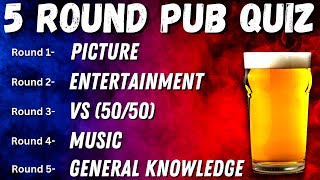 Virtual Pub Quiz 5 Rounds: Picture, Entertainment, VS (50/50), Music and General Knowledge