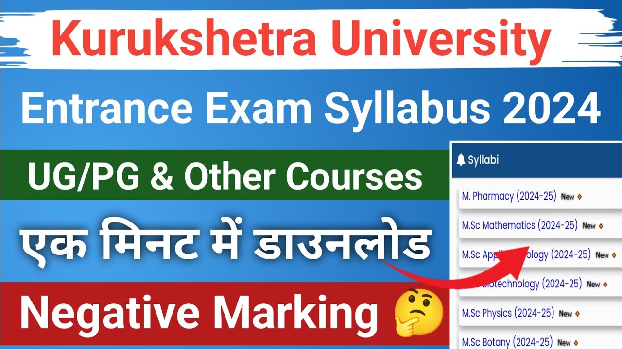 kuk ug pg entrance exam syllabus 2024| kurukshetra university entrance exam syllabus 2024 |