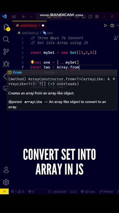 😘😘 Three Cool Ways To Convert a Set into an Array in JS #shorts # ...