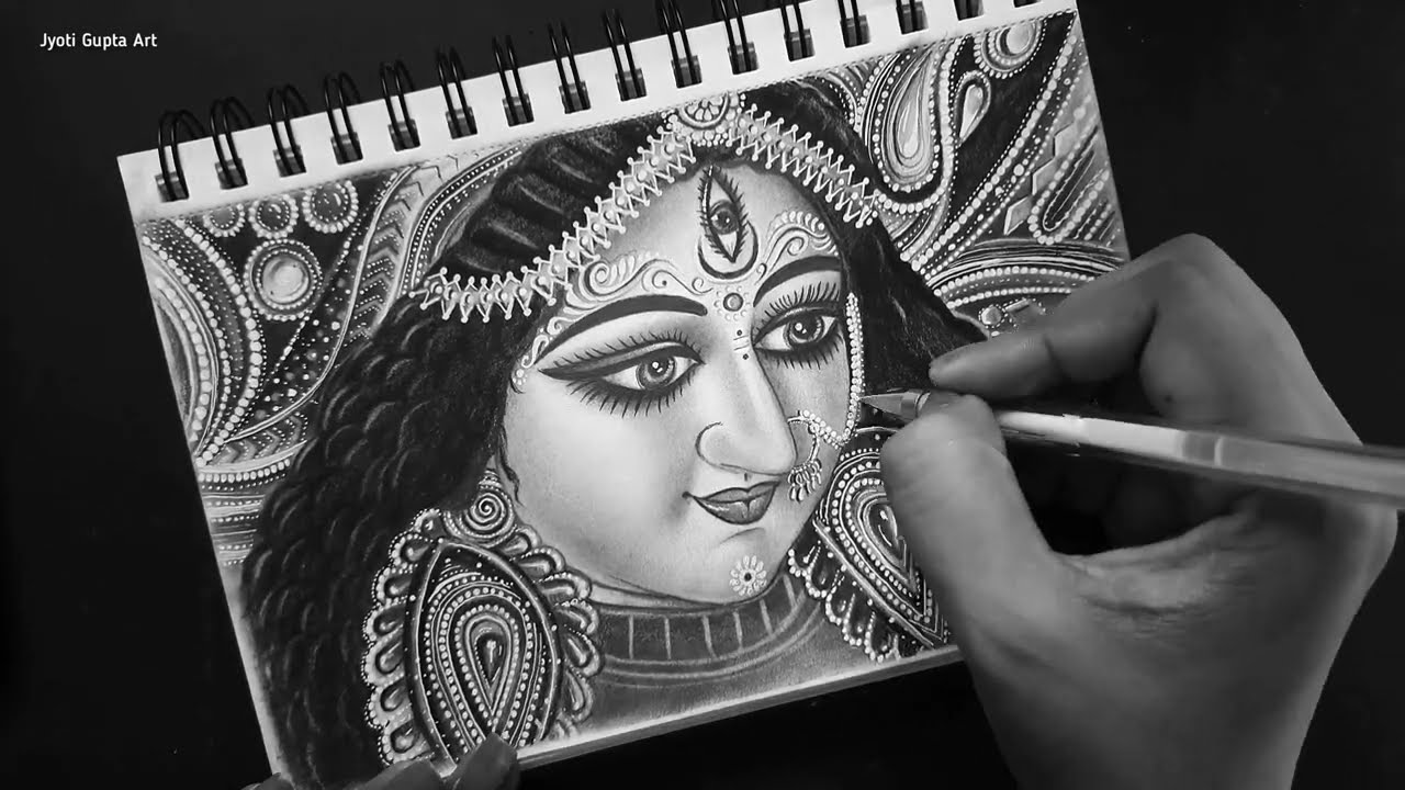 Durga Maa Vector Art PNG, Maa Durga Hand Drawn Sketch Beautiful Background  Illustration, Navratri, Happy, Shubh PNG Image For Free Download