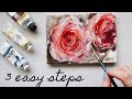 How to Paint a Rose Acrylics 🌹3 Easy Steps