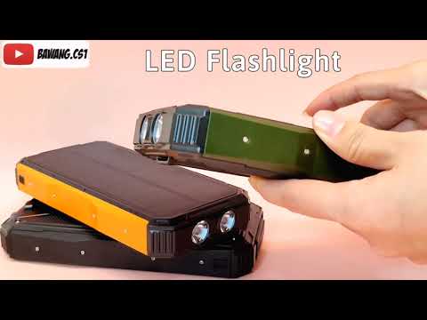 Solar Wireless Powerbank 2 LED Fast Charging 26800mAh Waterproof IP67