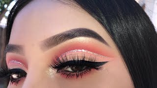 Peachy Red Glitter Cut Crease | Jocy Reyes