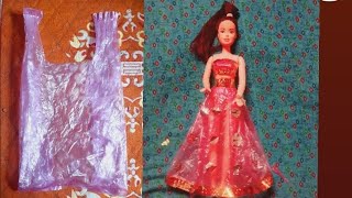 making barbie dress with polythene bag / payel art and craft apd