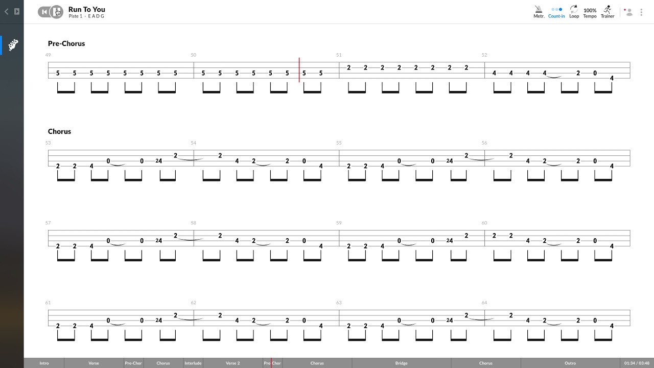 Bryan Adams - Run To You (BASS TAB PLAY ALONG)