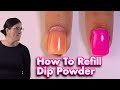 How To Refill/Infill Dip Powder Nails. Watch Me Work. ENG