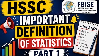 FBISE HSSC Statistics Part 1 | Most Important Definitions (2026)