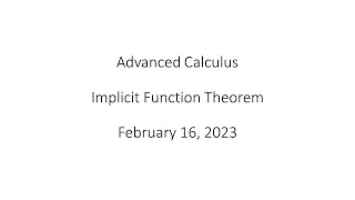 Advanced Calculus - Implicit Function Theorem