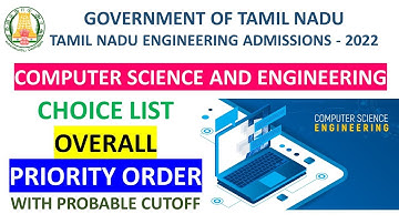 Computer Science and Engineering|CSE Choice List|Overall Priority Order with Probable cutoff #cse