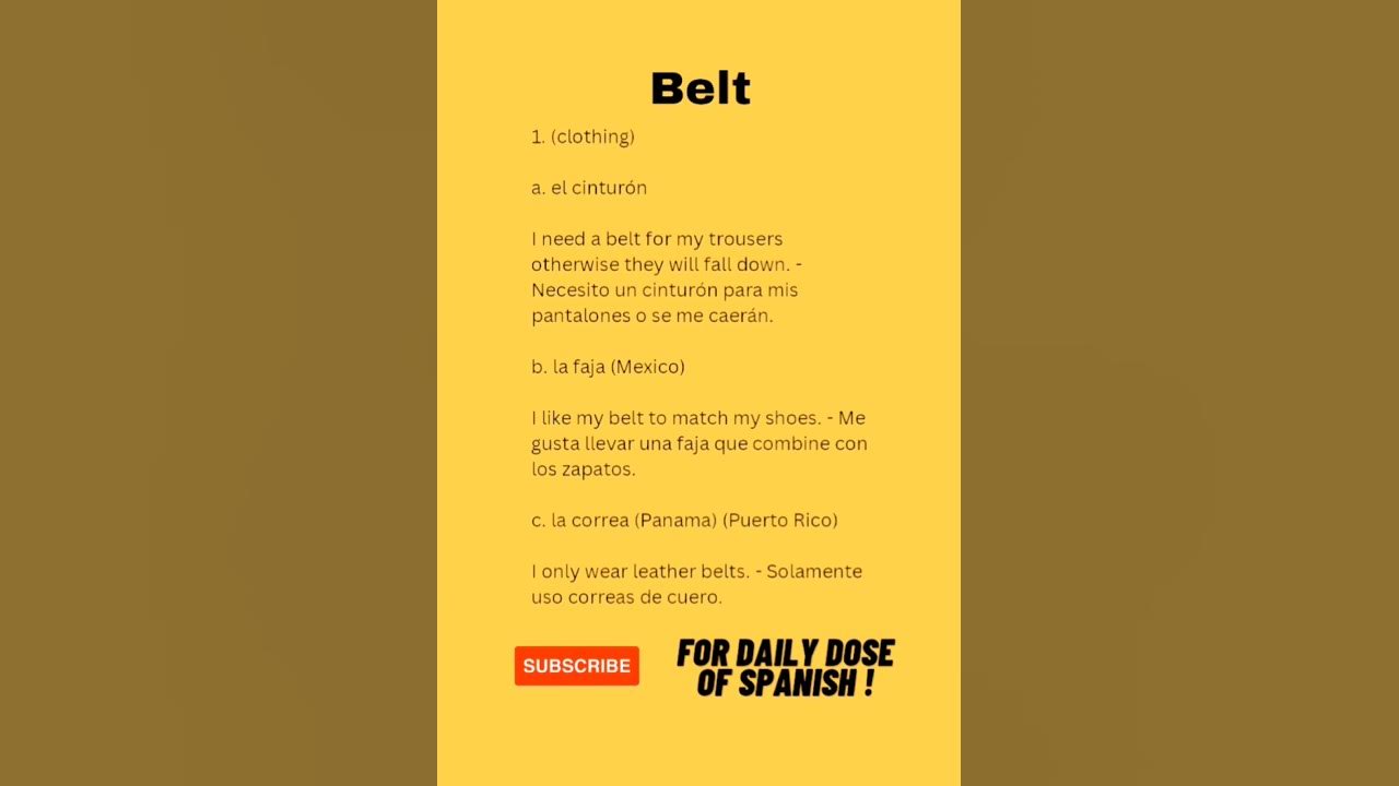 English to Spanish How to say "belt" in Spanish shorts 