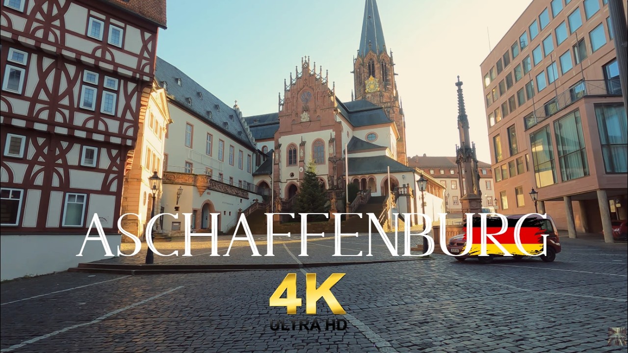 ASCHAFFENBURG 4K, Bayern Germany. Bike Ride. Walking Tour. Fahrradtour durch Aschaffenburg