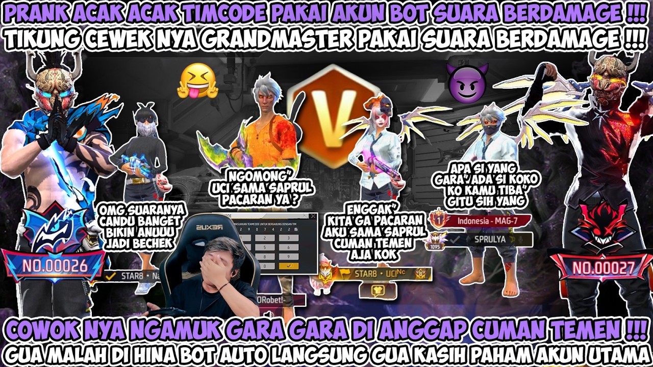 PRANK ACAKACAK TIMCODE TIKUNG CEWEK ORANG PAKAI AKUN BOT SUARA BERDAMAGE COWO NYA AUTO NGAMUK WKWK🤣