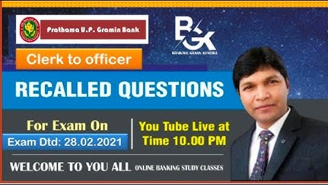 Live Session Recalled Questions PUPGB II Prathama U P Gramin Bank II
