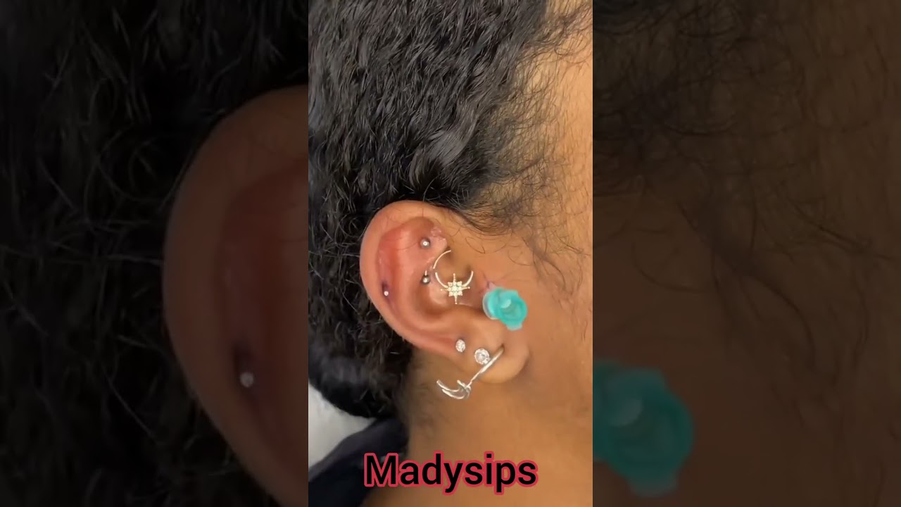 Tragus and Helix piercing 🩷 