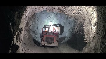 Remote mucking. Knocking down a couple hang ups in the stope