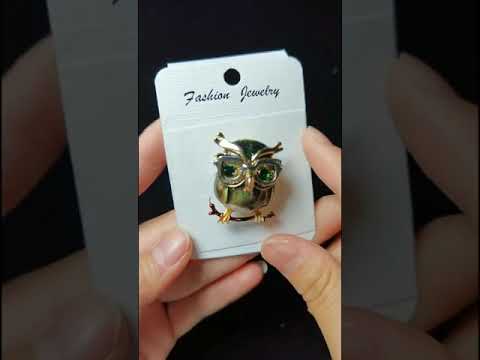 Broche Fantaisie Hibou à Lunette sertie de Strass vidéo
