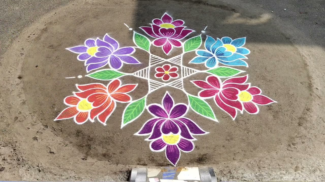 Beautiful flowers rangoli kolam 