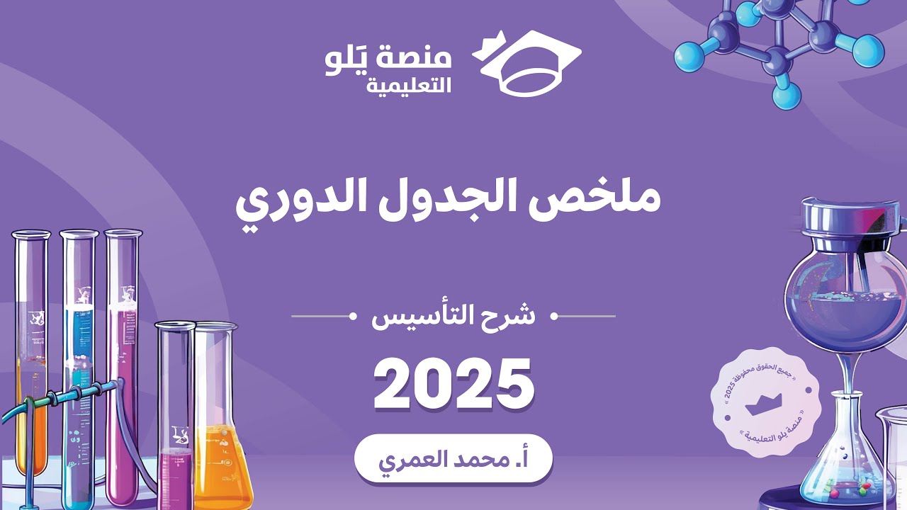 كيمياء التحصيلي يلو 2025 | التأسيس | الجدول الدوري الحديث