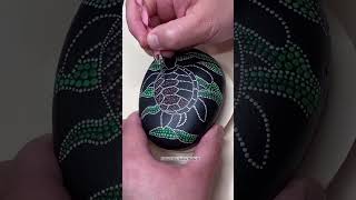 Dot Art Sea Turtle Rock Painting #art #satisfying #artist #viral #craft #painting #dotart #seaturtle