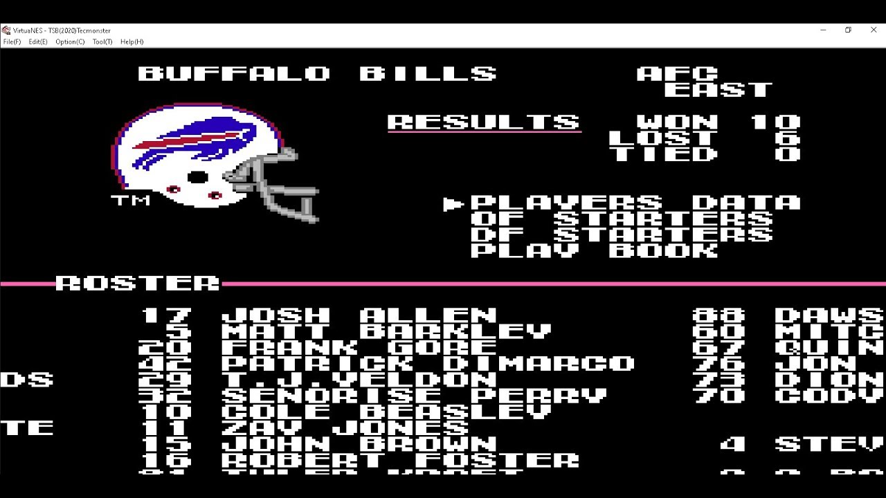 Wildcard (2019) Buffalo Bills AFC East (Roster and Stats) Tecmo Super Bowl (2020)