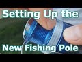 How to string rig and set up a new fishing rod with line bobber weights and hook