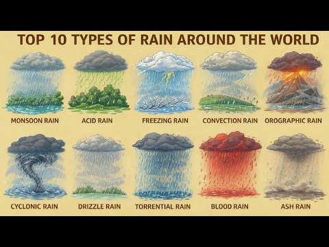 Top 10 Types of Rain Around the World | Monsoon, Acid Rain, Blood Rain & More (4K Realistic)