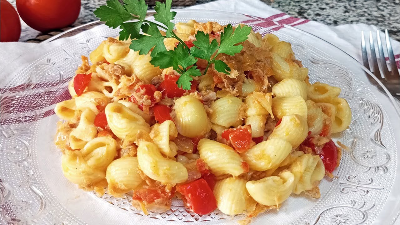 ✨ MACARRONES tiburón con ATÚN 😍 Receta fácil, sencilla pero muy rica || TUNA MACARONI PASTA✨