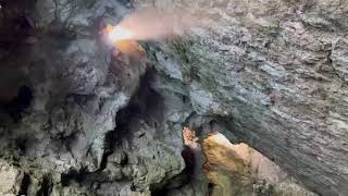 Exploring cool cave with boat in potugaul.#boating #cave #seacave #semiseria #caveexploring