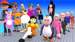 Scary Teacher 3D vs Squid Game Choose Baby Outfit Squid Game Doll Nice or Error 5 Time Challenge
