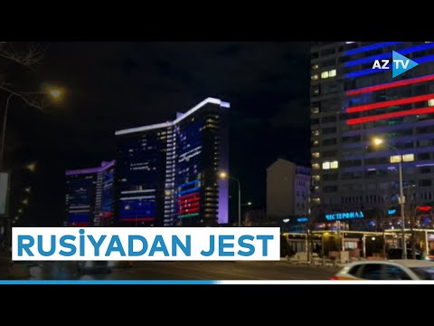 Moskva Azərbaycan bayrağının rənglərinə boyandı