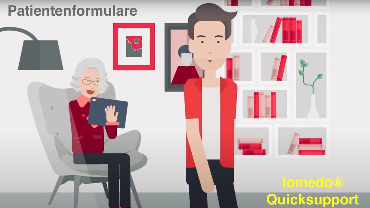 Anfordern: In der Praxis oder in einer Terminerinnerung – tomedo® Patientenformulare