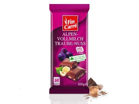 Европейские сладости - FIN CARRE MILK CHOCOLATE FRUIT & NUT (молочный с изюмом и фундуком) - YouTube
