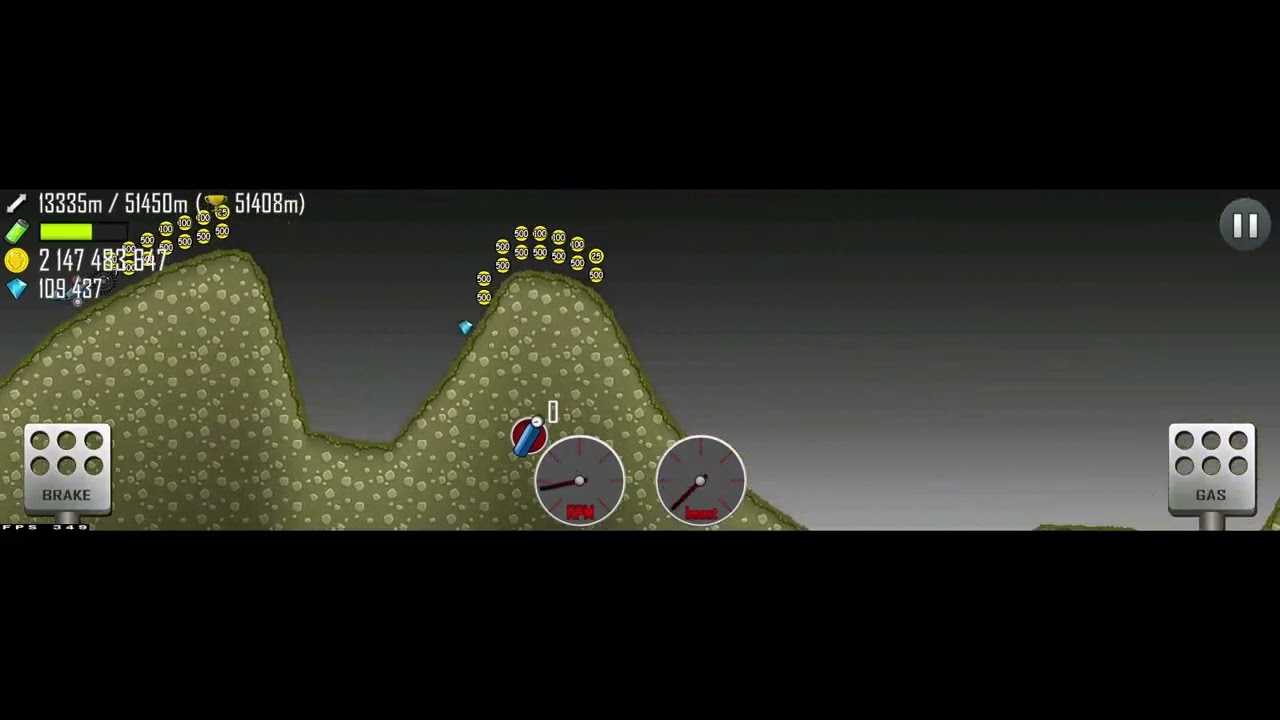 Hill Climb Racing. Garage Race Car on Arena 60771 meters. Stage WR