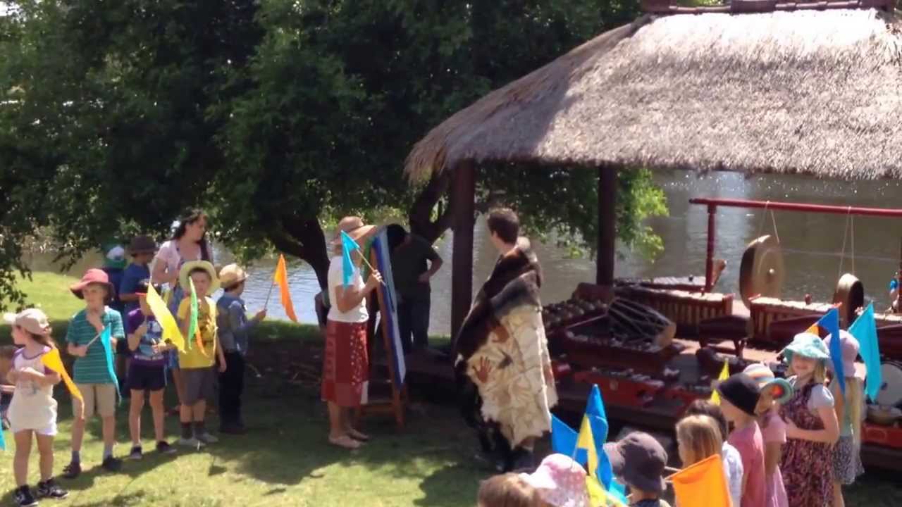 Mitch leading parade for fair opening and then performing acknowledgement of country