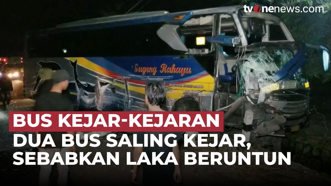 Aksi Kejar-kejaran Sesama Bus Sumber Group di Ngawi Picu Kecelakaan Beruntun | OneNews Update