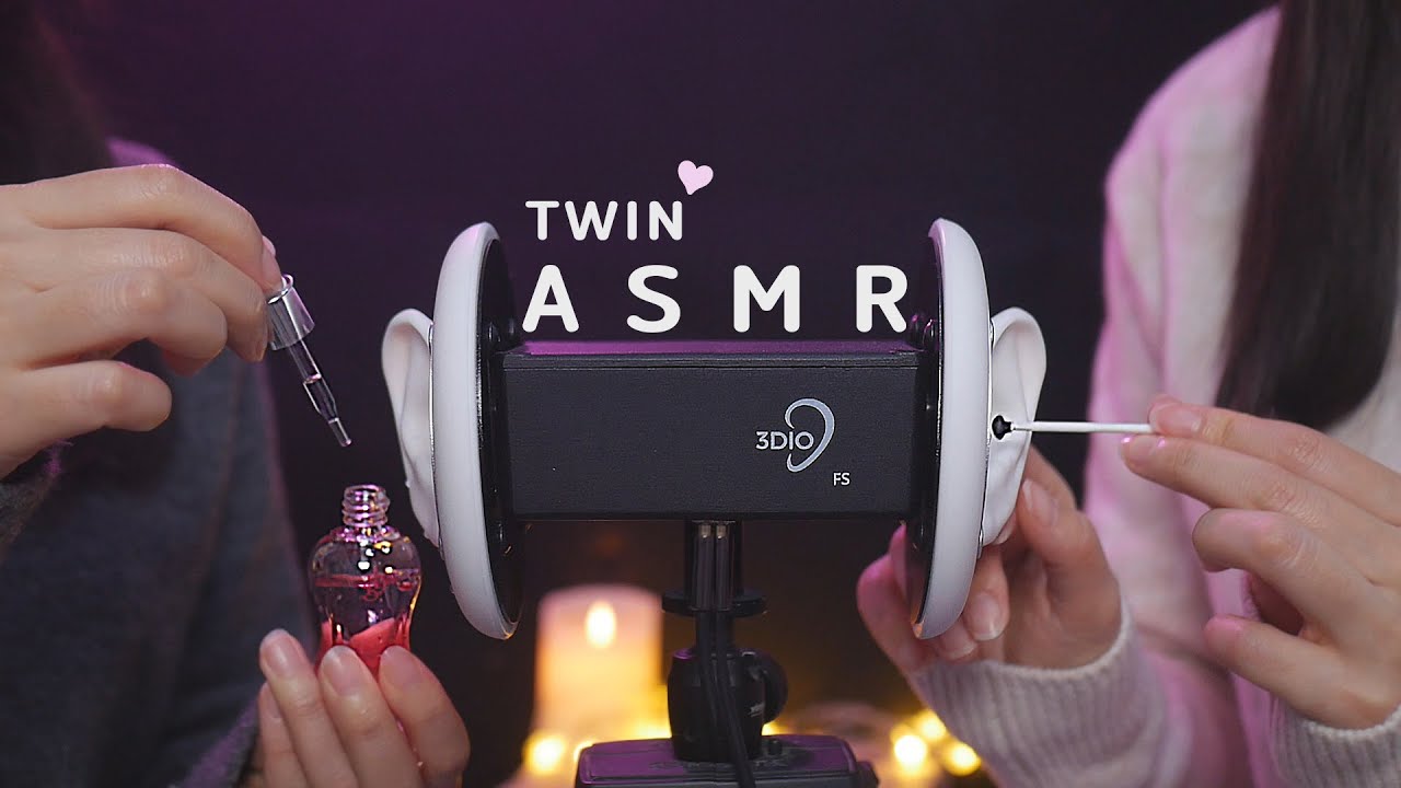 [ASMR] Twin's Ear Cleaning💕 Ear Bottle Dropper & Massage