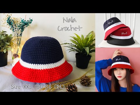 How to crochet bucket hat (biger size )/crochet hat for men /crochet hat/ถักหมวกบักเก็ตไซส์ใหญ่