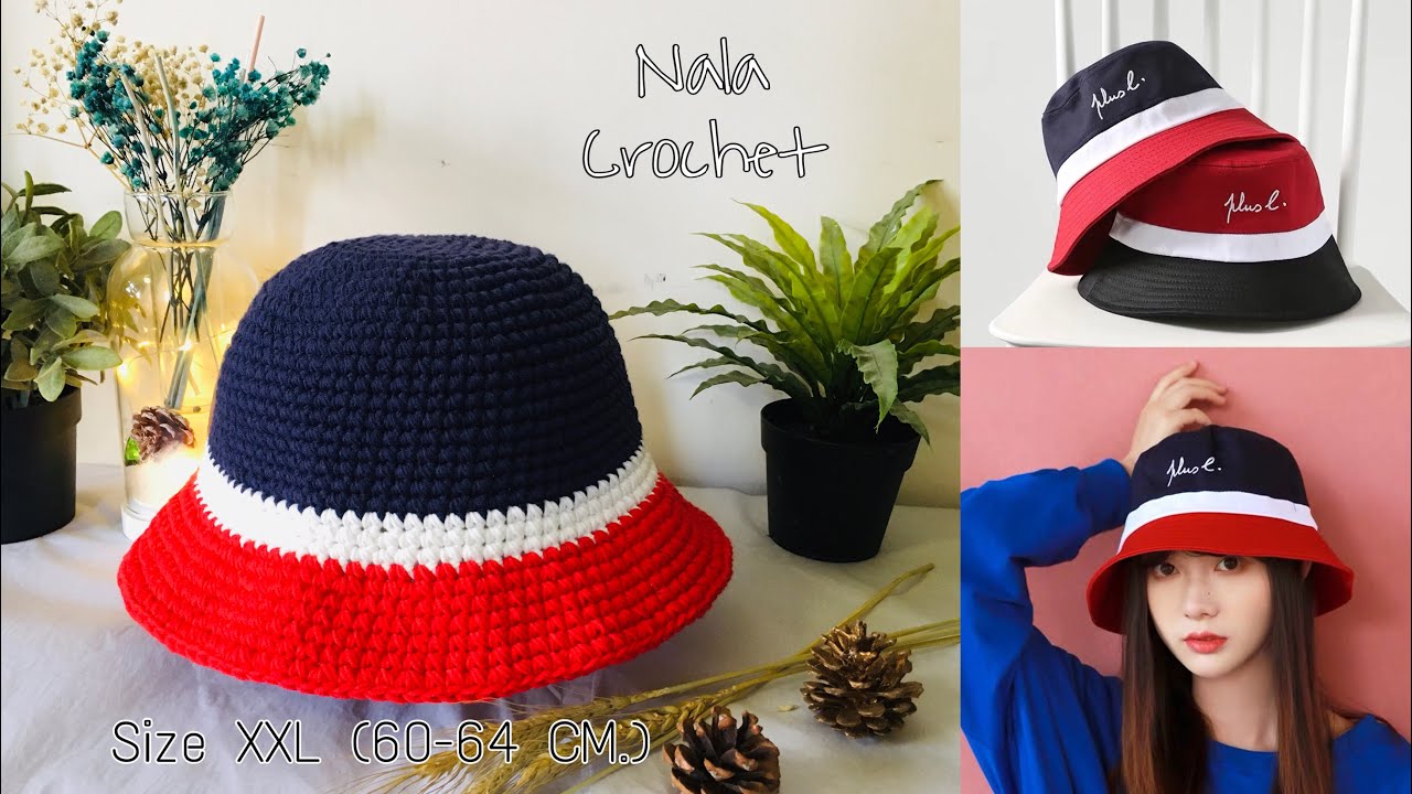 How to crochet bucket hat (biger size )/crochet hat for men /crochet hat/ถักหมวกบักเก็ตไซส์ใหญ่
