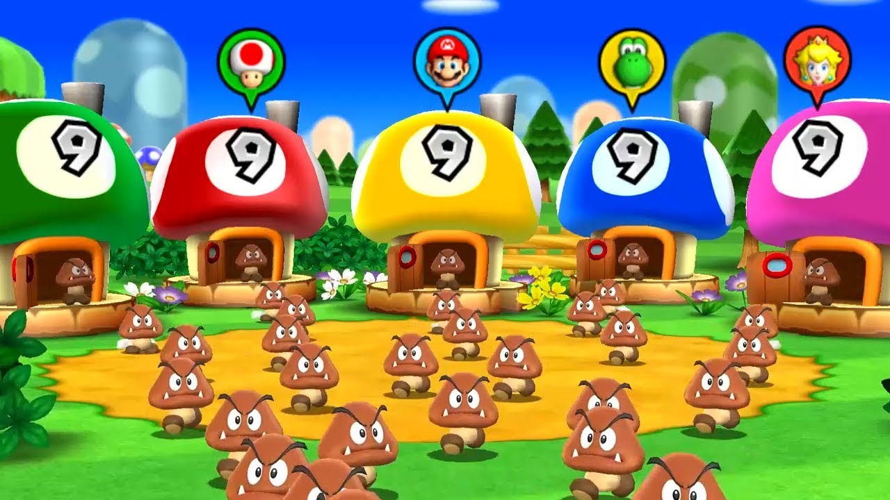Mario Party 9 - Minigames - Mario vs Peach vs Toad vs Yoshi