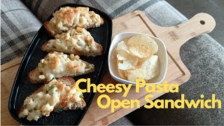 Cheesy Pasta Open Sandwich / Pasta in white sauce / Whole wheat Bread