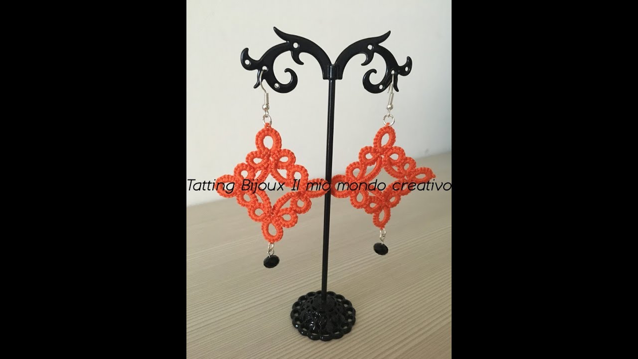 Orecchini Rombo al chiacchierino ad ago Diamond Earrings tatting needle