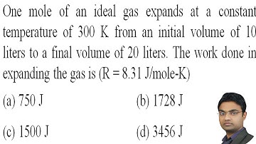 One mole of an ideal gas expands at a constant temperature of 300 K from an initial volume of 10 l