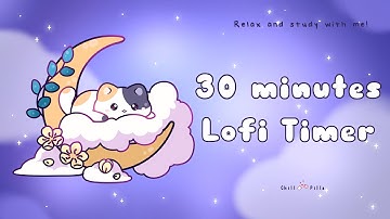 30 minutes - Relax & study with me Lofi | Moon Kitty #timer #30minutetimer  #lofi #relaxing #calm
