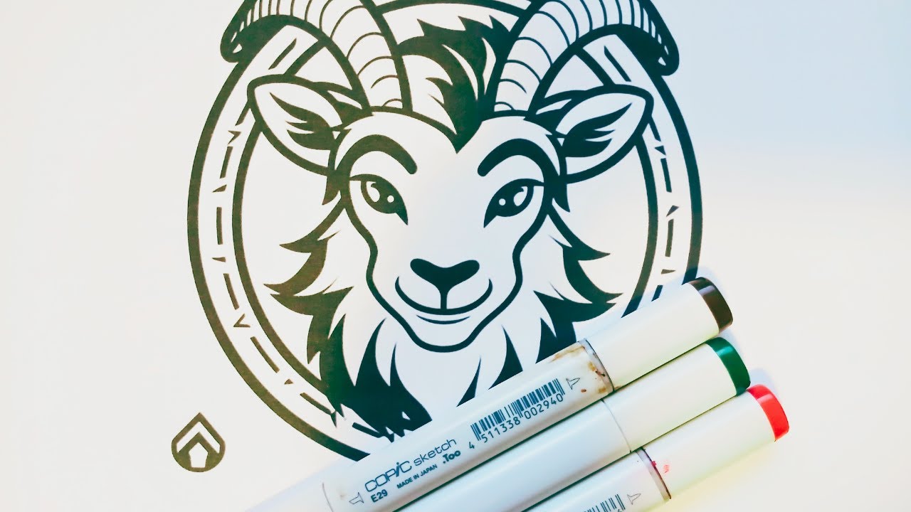 festive capricorn goat coloring / colormas day 24