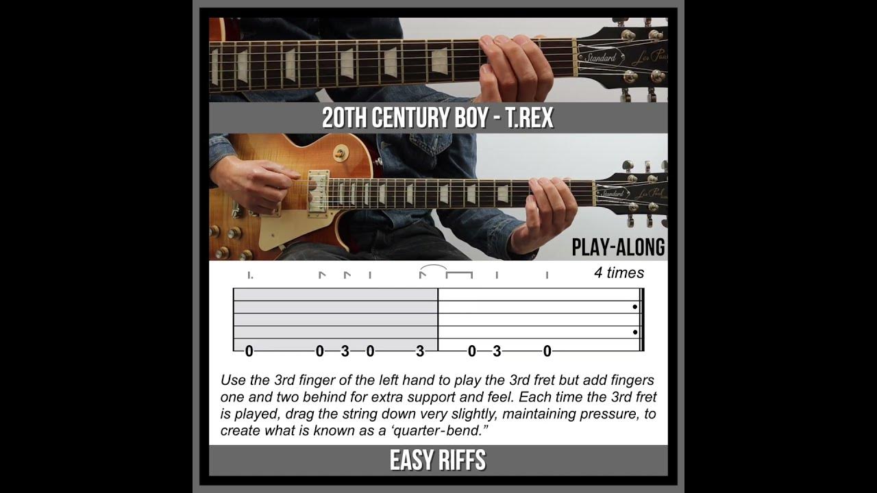 Easy Guitar Riffs - 20th Century Boy (TAB) - T.Rex (Easy Version)