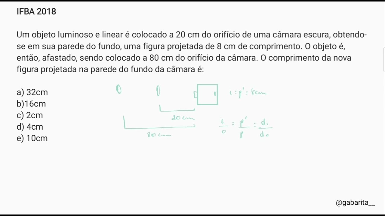 Um Objeto Luminoso E Linear é Colocado A 20 Cm - RETOEDU
