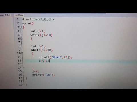 c programming to print 1 to 10 tables