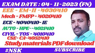 EXAM DATE 04-11-23 (FN)| EEE - EM2 | ECE - IE | DME - FMFP | CSE - CA | CIVIL - TOS | HPE