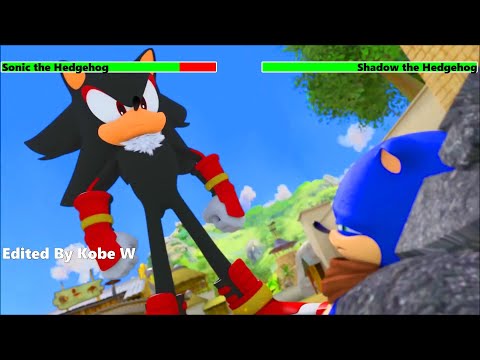 Team Sonic vs. Shadow the Hedgehog with healthbars