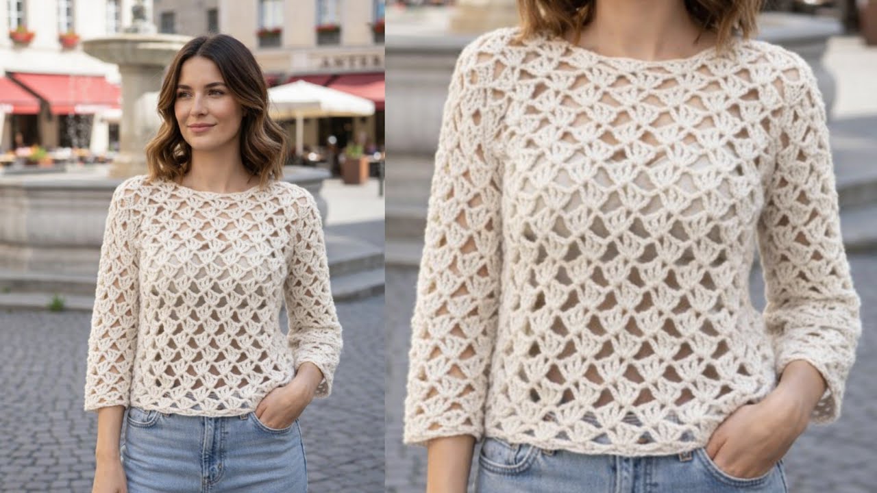 EASY💯✨ Crochet Women Blouse Top stitch Pattern 💯 Easy Crochet Women Sweater Pattern 💯 stitch only